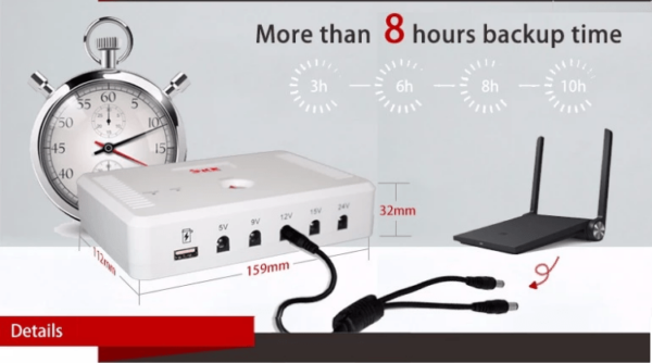 SK616 Mini DC UPS for Wifi Router + ONU + IP cam/CC cam (15600mAh with mega 5 output) - Image 5